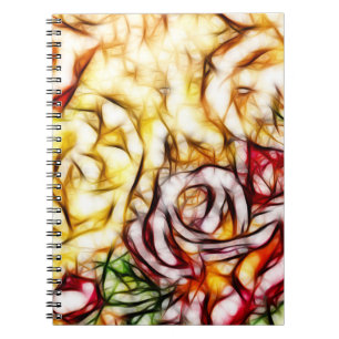 Abstrakt Gul Ljus Ros Konstnärlig Blommig Glöd Anteckningsbok Med Spiral