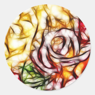 Abstrakt Gul Ljus Ros Konstnärlig Blommig Glöd Runt Klistermärke