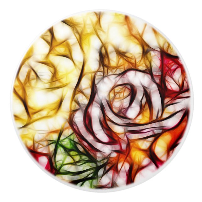 Abstrakt gul ljus ros konstnärlig blomsterlykta knopp (Framsidan)