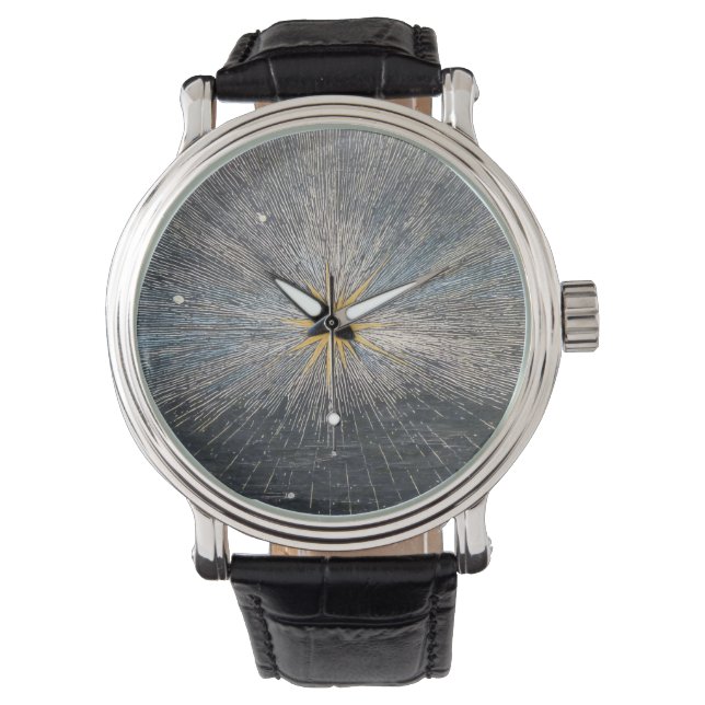Abstrakt gul stjärnexplosion Mystisk Celestial Kos Armbandsur (Framsida)