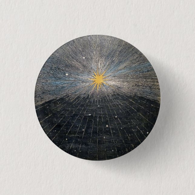 Abstrakt Gul Stjärnexplosion Mystisk Celestial Kos Knapp (Framsida)