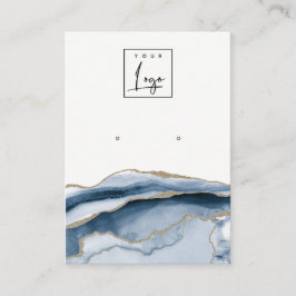 Abstrakt Guld Adage Navy Stud Earring Logotyp Visn Visitkort