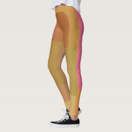 Abstrakt Guld Beige Rosa Leggings