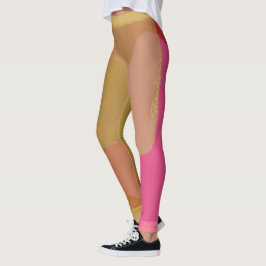 Abstrakt Guld Beige Rosa Mönster Leggings