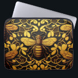 Abstrakt guld bin. Golden blommigt insekt mönster Laptop Fodral<br><div class="desc">Abstrakt guld bin och laptop sleeve i det gyllene blommönstret i den svarta gulten färg.</div>