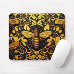 Abstrakt guld bin. Golden blommigt insekt mönster Musmatta<br><div class="desc">Abstrakt guld bin och guldfärgad blommönster Mouse Pad i svart gult färg.</div>