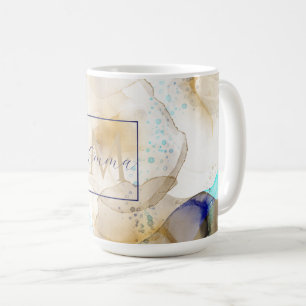 Abstrakt Guld Blue Fluid Art Paeing Kaffemugg
