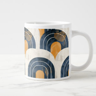 Abstrakt Guld Blue och White Jumbo Mugg