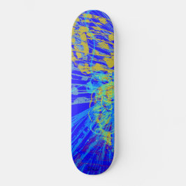 Abstrakt Guld Butterfly Blue Pastel Mini Skateboard Bräda 18,5 Cm