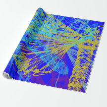 Abstrakt Guld Butterfly Blue Pastel