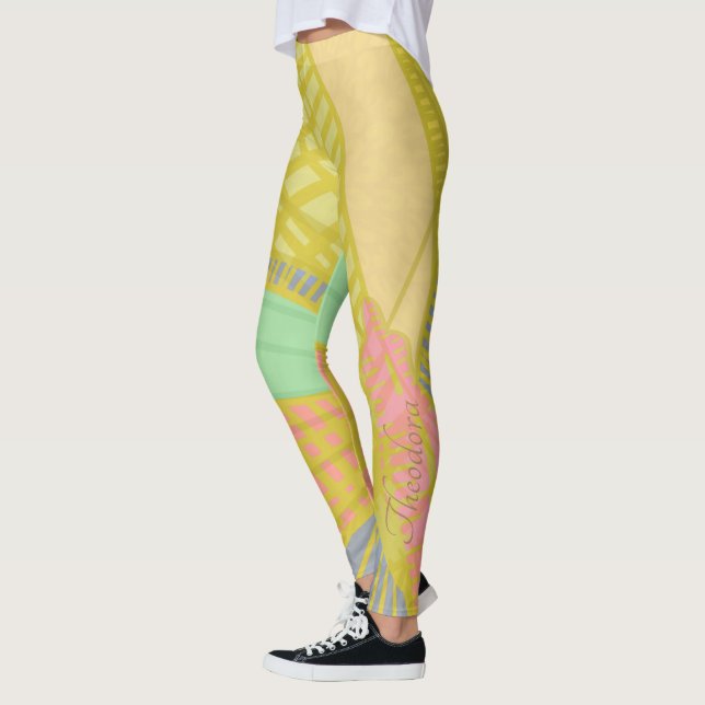Abstrakt Guld Butterfly Jad Rosa Leggings (Vänster)