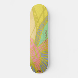 Abstrakt Guld Butterfly Jad Rosa Mönster Mini Skateboard Bräda 18,5 Cm
