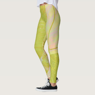 Abstrakt Guld Butterfly Rosa Violet Pastel Leggings