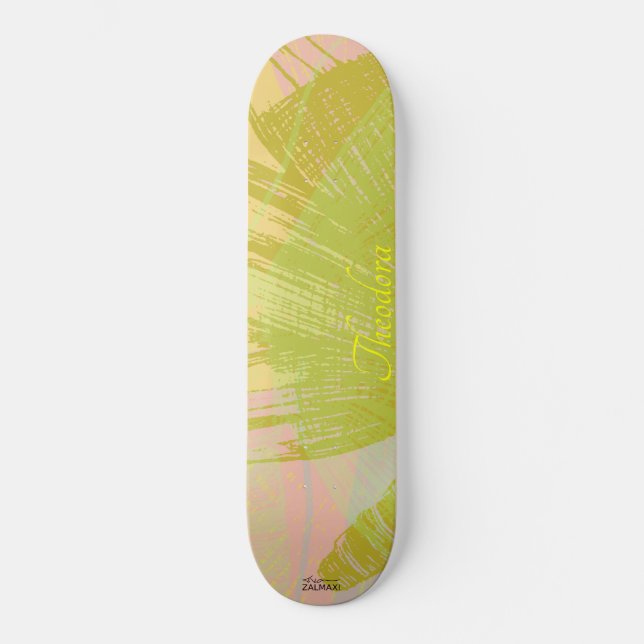 Abstrakt Guld Butterfly Rosa Violet Pastel Mini Skateboard Bräda 18,5 Cm (Framsida)
