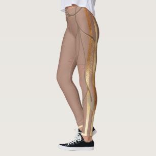 Abstrakt Guld Chocolate-Blommigt Leggings