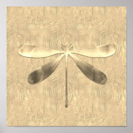 Abstrakt Guld Dragonfly Collage Poster