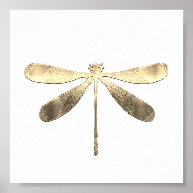 Abstrakt Guld Dragonfly Poster (Framsidan)
