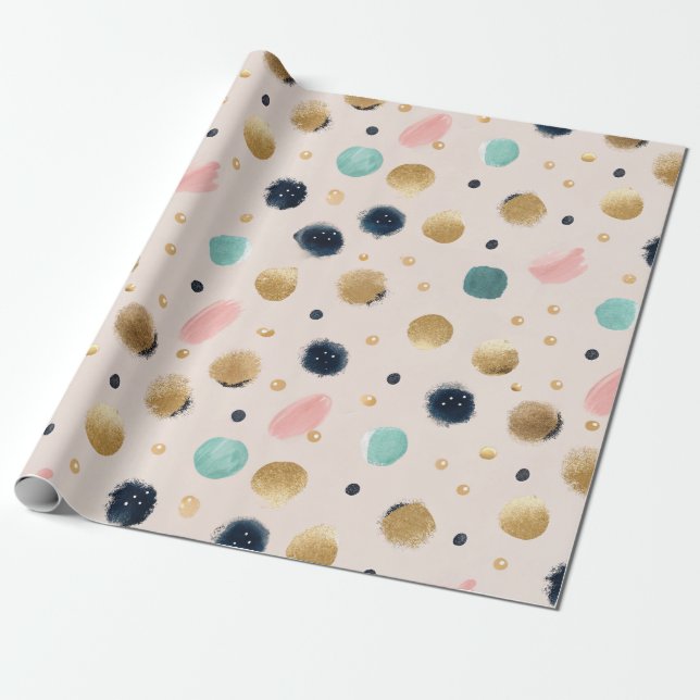 Abstrakt Guld & färgfull brushstroke Cirkel Presentpapper (Utrullad)