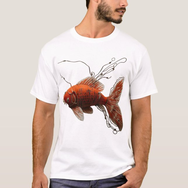 "Abstrakt Guld fisk" Konstnärlig Grafisk T-shirt – (Framsida)