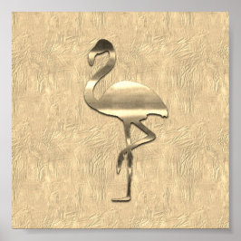 Abstrakt Guld Flamingo Collage Poster