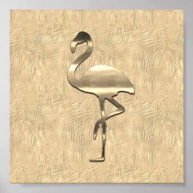 Abstrakt Guld Flamingo Collage Poster (Framsidan)