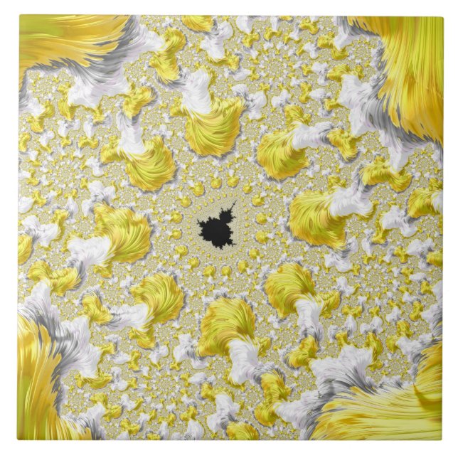 Abstrakt Guld Fractal Kakelplatta (Framsidan)