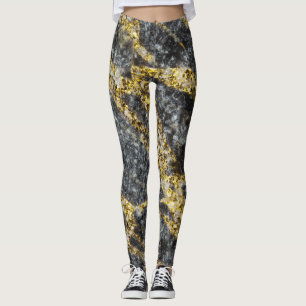 Abstrakt guld-glitter, klippta struktur leggings