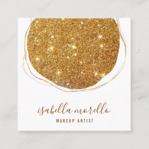 Abstrakt Guld Glitter-skript Namn Makeup Artist Fyrkantigt Visitkort