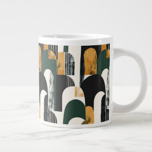Abstrakt Guld Grönt, svart och vitt Jumbo Mugg