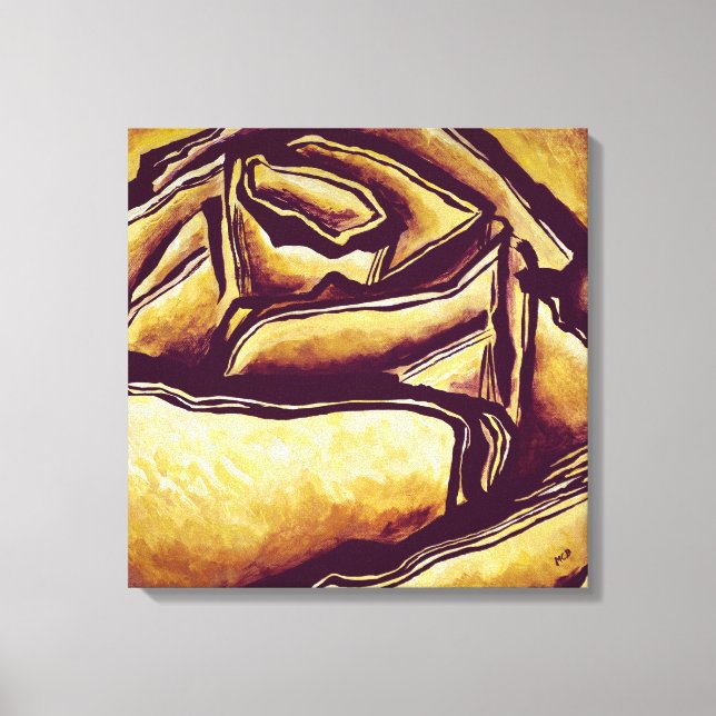 Abstrakt Guld Gul ros Art Modern hemdekan Canvastryck (Framsida)