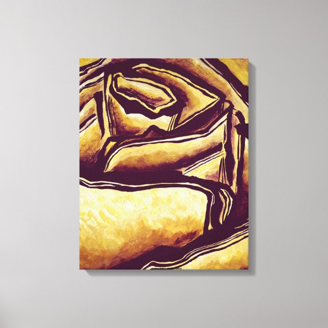 Abstrakt Guld Gul ros Art Modern hemdekan Canvastryck (Framsida)