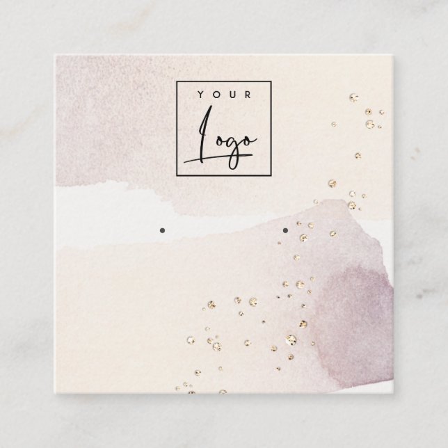 Abstrakt Guld Lila Logotyp Band Earring Visning  Fyrkantigt Visitkort (Framsida)