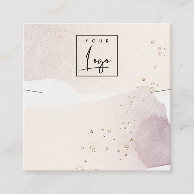 Abstrakt Guld Lila Logotyp Band Necklace Visning Fyrkantigt Visitkort (Framsida)