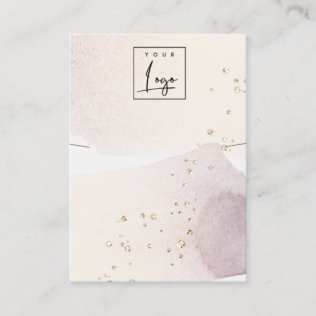 Abstrakt Guld Lila Logotyp Band Necklace Visning Visitkort (Framsida)