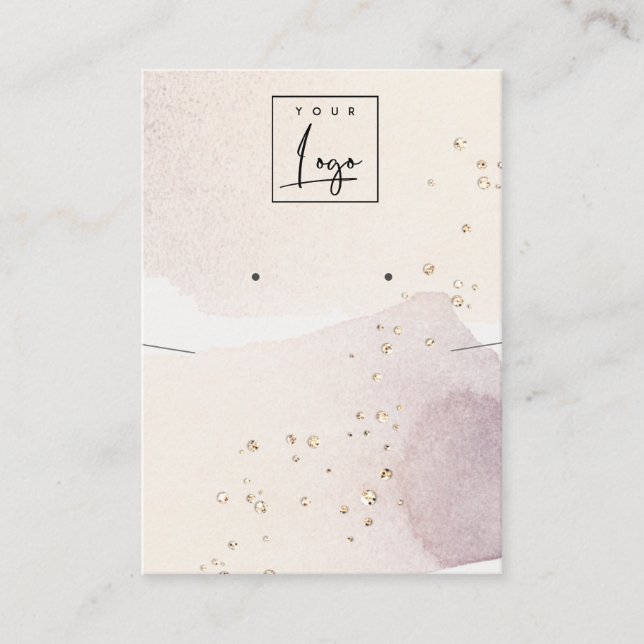 Abstrakt Guld Lila Logotyp  Ökning Necklace Visnin Visitkort (Framsida)