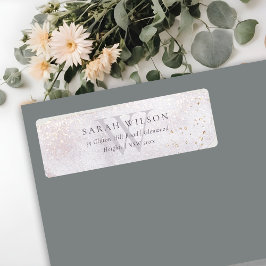 Abstrakt Guld Lilac Brush Stoke Monogram Adress Returadress Etikett