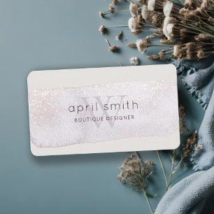 Abstrakt Guld Lilac Brush Stoke Monogram Glitter Visitkort