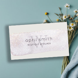 Abstrakt Guld Lilac Brush Stoke Monogram Glitter Visitkort