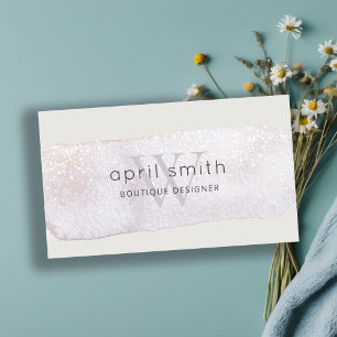 Abstrakt Guld Lilac Brush Stoke Monogram Glitter Visitkort