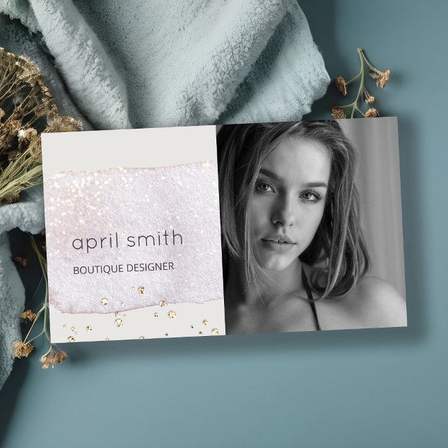 Abstrakt Guld Lilac-pensel Stoke Watercolor Photo Visitkort (Skapare uppladdad)