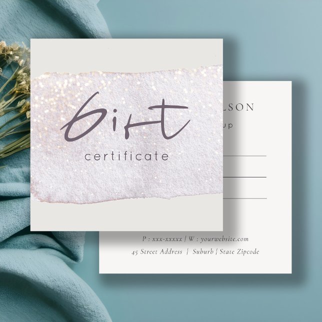 Abstrakt Guld Lilac Push Stoke Gift Certificate Fyrkantigt Visitkort (Skapare uppladdad)