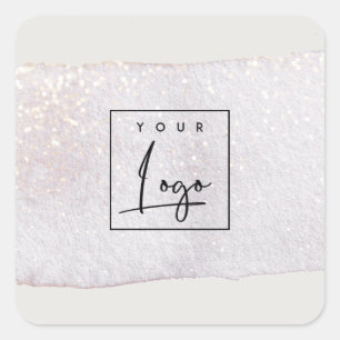 Abstrakt Guld Lilac Push Stoke Watercolor Logotyp Fyrkantigt Klistermärke