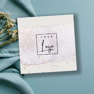 Abstrakt Guld Lilac Push Stoke Watercolor Logotyp Fyrkantigt Visitkort