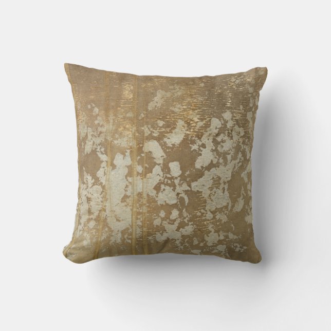 Abstrakt Guld-målning med Silver Speckles Kudde (Framsida)