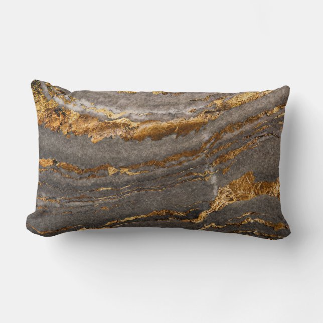 Abstrakt Guld Marble Lumbarkudde (Framsida)