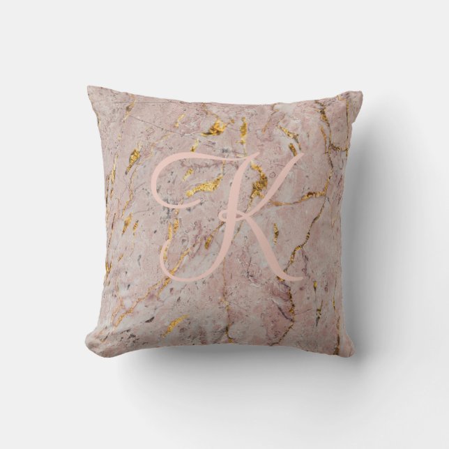 Abstrakt Guld Marble Monogram Kudde (Framsida)