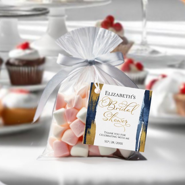 Abstrakt Guld Marinblå Bröllopsdusch Tack Gåvor Etiketter (Skapare uppladdad)