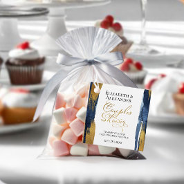 Abstrakt Guld Marinblå Bröllosdopp Tack Gåvor Etiketter