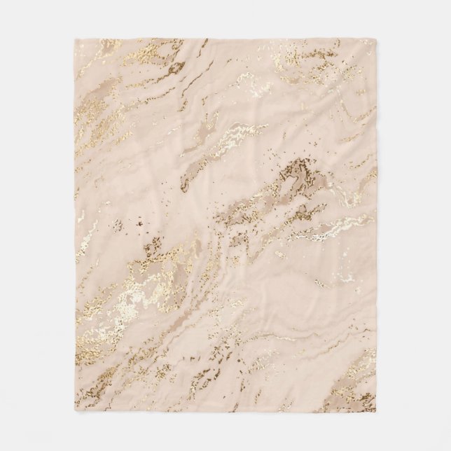 Abstrakt guld marmor med glitter vågar fleecefilt (Framsidan)
