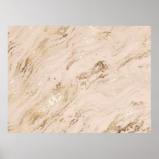 Abstrakt guld marmor med glitter vågar poster